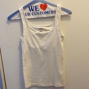 J. Crew Classic light yellow White stripe Tank Top built in bra